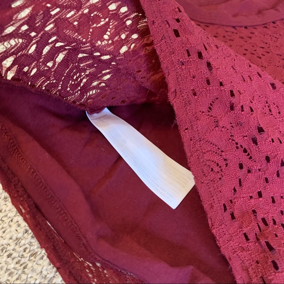 Hollister Maroon Lace Halter Tank Top with Sheer Back - Picture 3 of 8